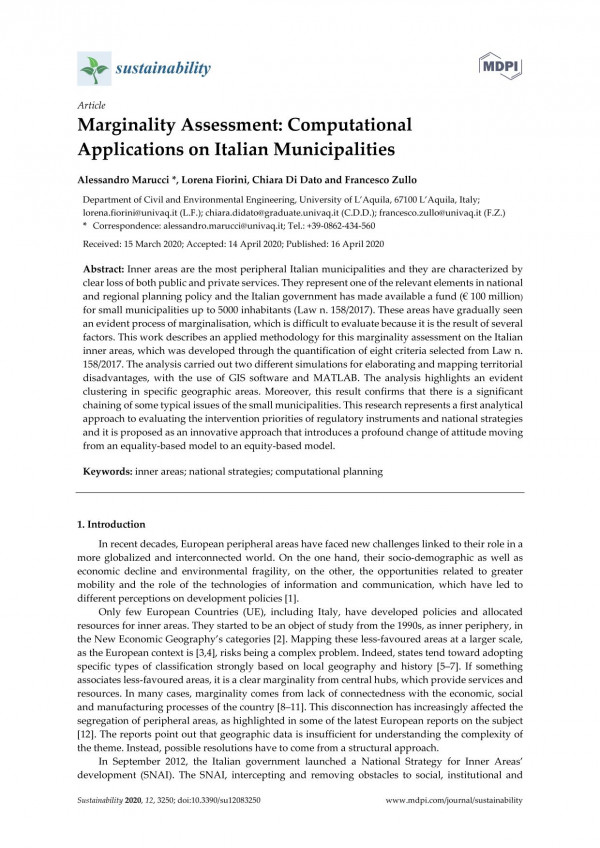 Marginality Assessment Computational Applications On Italian Municipalities Alessandro Marucci