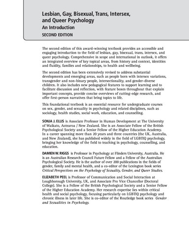 Lesbian Gay Bisexual Trans Intersex And Queer Psychology An Introduction 2nd Edition Sonja J Ellis Damien W Riggs Elizabeth Peel