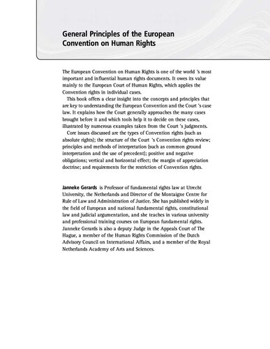 General Principles Of The European Convention On Human Rights Janneke Gerards