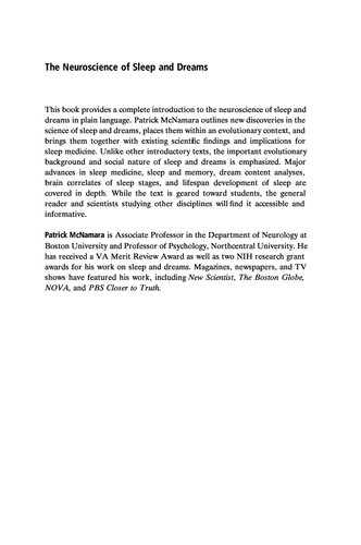 The Neuroscience Of Sleep And Dreams Patrick Mcnamara