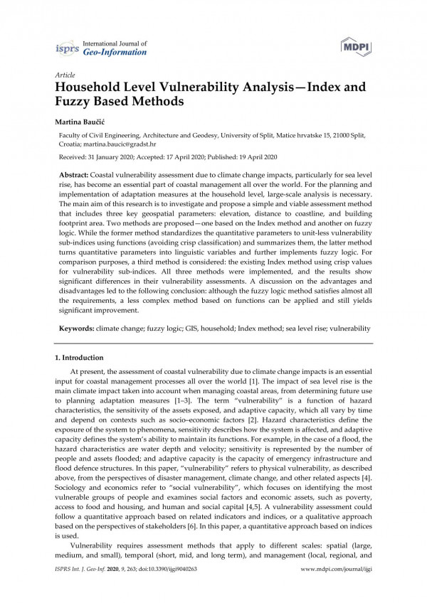 Household Level Vulnerability Analysisindex And Fuzzy Based Methods Martina Baui