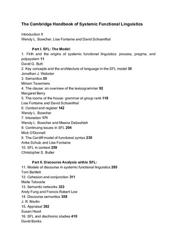 The Cambridge Handbook Of Systemic Functional Linguistics Geoff Thompson