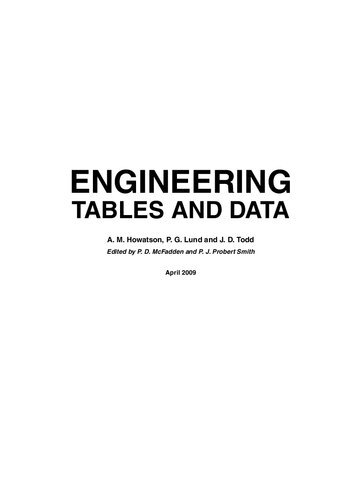 Engineering Tables And Data 3rd Edition A M Howatson P G Lun