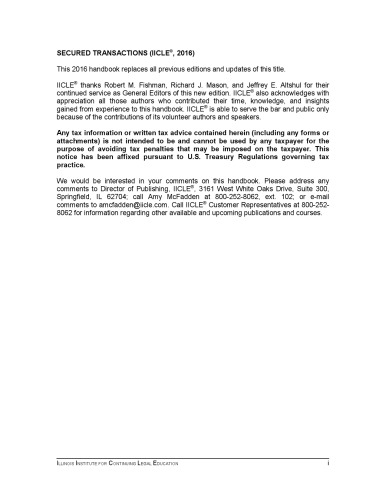Secured Transactions 2016 Robert M Fishman Richard J Mason