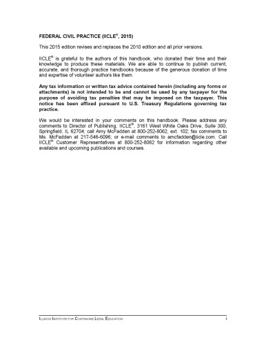 Federal Civil Practice 2015 Illinois Institute For Continuing Legal Education