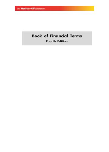 Book Of Financial Terms 4th Edition Surendra Sundararajan