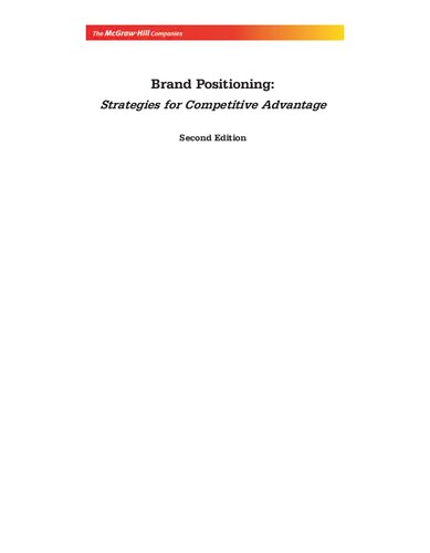 Brand Positioning Strategies For Competitive Advantage 2 Ed 6 Repr Subroto Sengupta