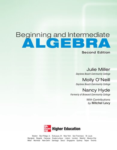 Beginning And Intermediate Algebra 2nd Edition Julie Miller Nancy Hyde Molly Oneill
