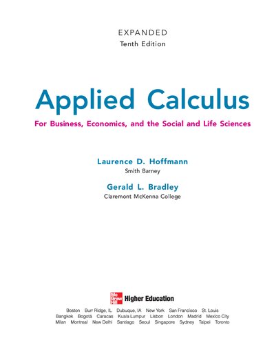 Applied Calculus For Business Economics And The Social And Life Sciences 10th Edition Laurence D Hoffmann