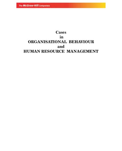 Cases In Organisational Behaviour And Human Resource Management Rama Joshi J S Sodhi Mirza S Saiyadain