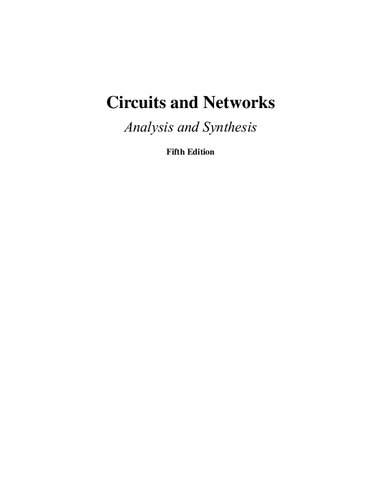 Circuits And Networks Analysis And Synthesis Fifth Edition A Sudhakar Shyammohan S Palli
