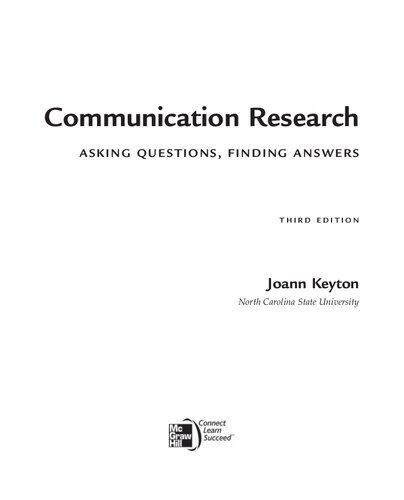 Communication Research Asking Questions Finding Answers 3rd Edition Joann Keyton
