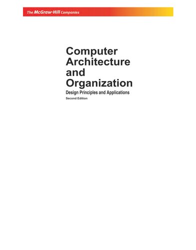 Computer Architecture And Organization Design Principles And Applications B Govindarajalu
