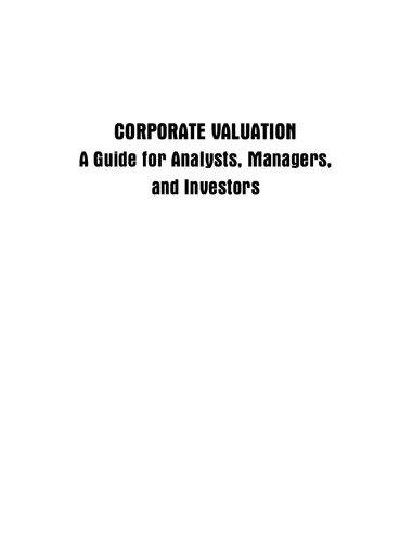 Corporate Valuation A Guide For Analysts Managers And Investors Prasanna Chandra