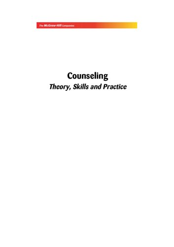 Counseling Theory Skills And Practice Radhika Soundararajan
