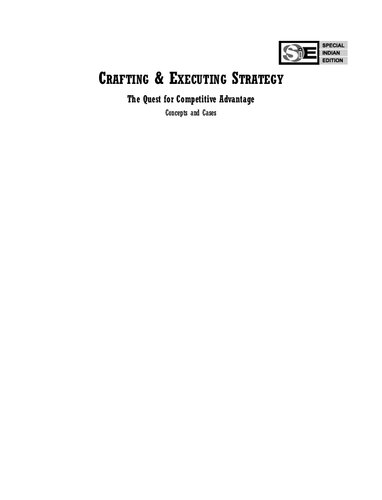Crafting Executing Strategy The Quest For Competitive Advantage Concepts And Cases Ninenteenth Edition Arthur A Thompson