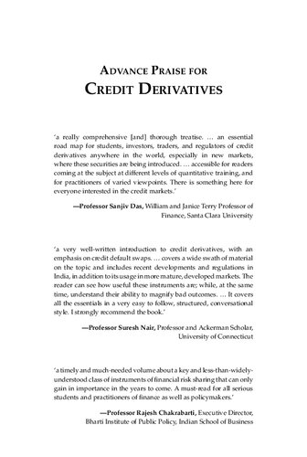 Credit Derivatives Focusing On The Indian Credit Derivatives Market K Vaidyanathan