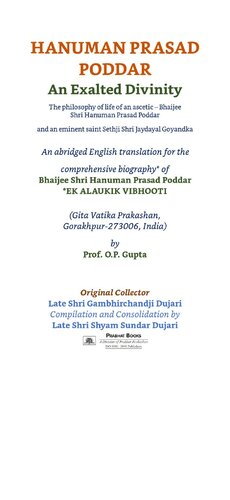 Hanuman Prasad Poddar An Exalted Divinity1 Gambhirchandji Dujari