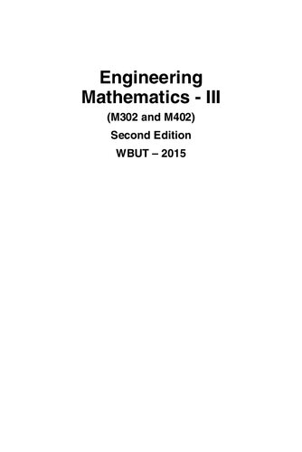 Engineering Mathematics Iii M302 And M402 Second Edition Wbut 2015 2nd Edition Sourav Kar