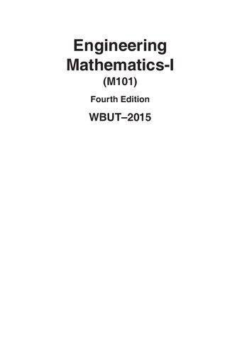 Engineering Mathematicsi M101 Fourth Edition Wbut2015 Sourav Kar