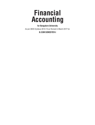 Financial Accounting As Per Cbcs Syllabus 201415 As Revised In March 2017 For Bcom Semesteri Bangalore University Ruqsana Anjum