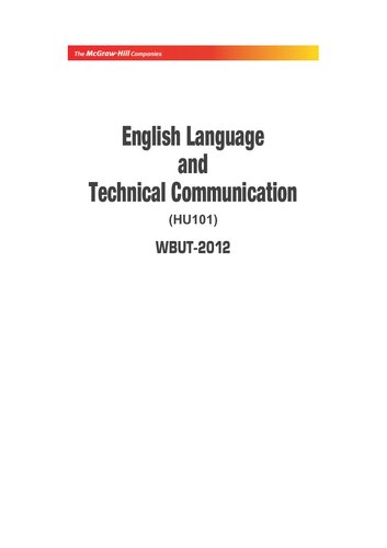 English Language And Technical Communication Hu101 Wbut2012 Sutapa Banerjee