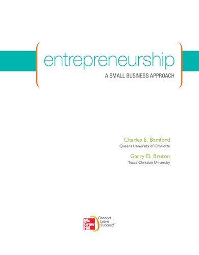 Entrepreneurship A Small Business Approach 1st Edition Charles Bamford