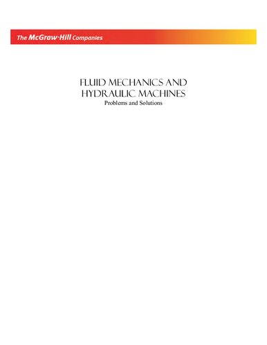Fluid Mechanics And Hydraulic Machines Problems And Solutions 1st Edition K Subramanya