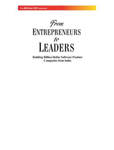 From Entrepreneurs To Leaders Building Billion Dollar Software Product Companies From India Shirish Deodhar