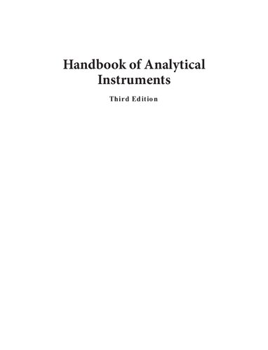 Handbook Of Analytical Instruments 3rd Edition R S Khandpur