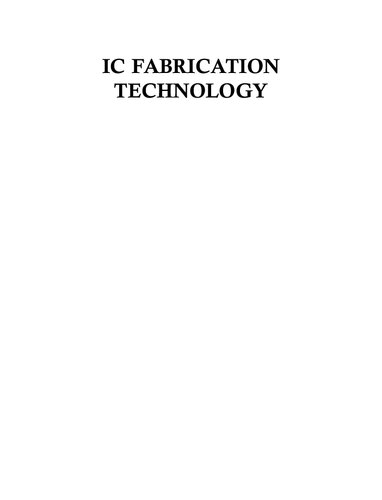 Ic Fabrication Technology Paperback Bose