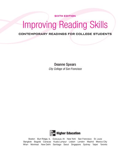 Improving Reading Skills 6th Edition Deanne Spears