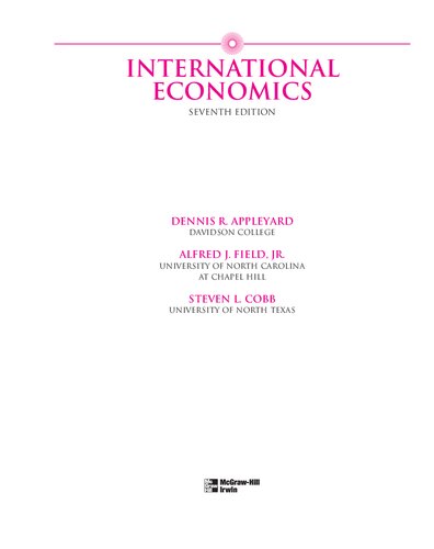 International Economics 17th Edition Dennis R Appleyard