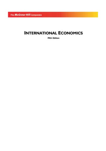 International Economics 5e 5th Edition Cherunilam