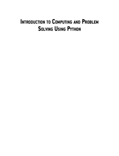Introduction To Computing And Problem Solving Using Python 1st Edition E Balaguruswamy