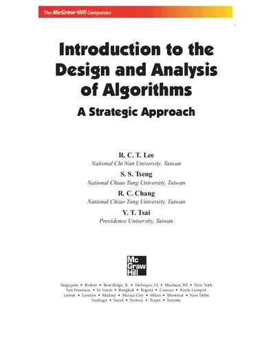 Introduction To The Design And Analysis Of Algorithms R C T Lee