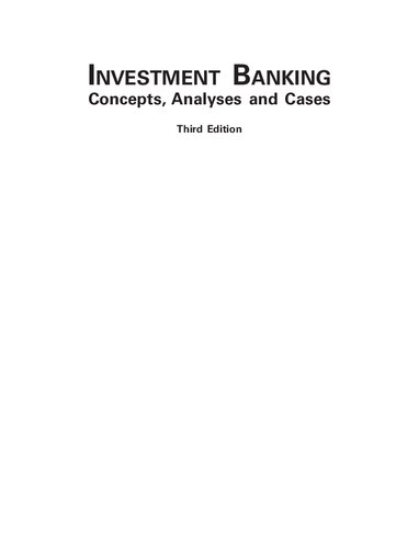 Investment Banking Concepts Analysis And Cases 3rd Edition 3rd Edition Pratap Giri