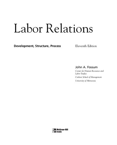 Labor Relations 11th Edition John Fossum