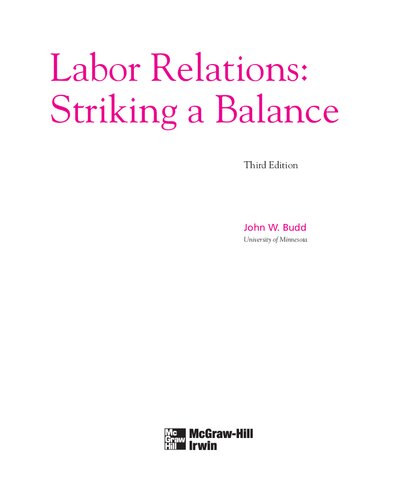 Labor Relations Striking A Balance 3rd Edition John Budd
