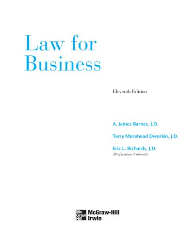 Law For Business 11th Edition A James Barnes Terry M Dworkin