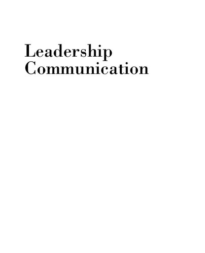 Leadership Communication 3rd Edition Deborah Barrett