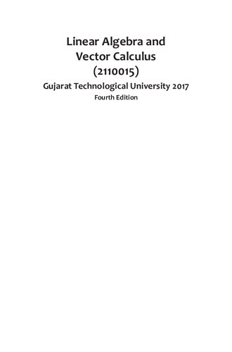 Linear Algebra And Vector Calculus 2110015 Gujarat Technological University 2017 Ravish R Singhmukul Bhatt