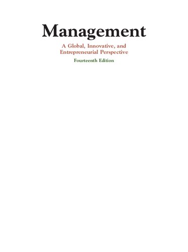 Management A Global Innovative And Entrepreneurial Perspective 14th Edition Harold Koontz