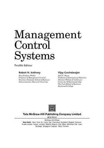 Management Control Systems Govindarajan Anthony