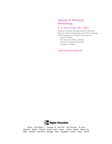 Manual Of Structural Kinesiology 17th Edition R T Floyd Clem Thompson