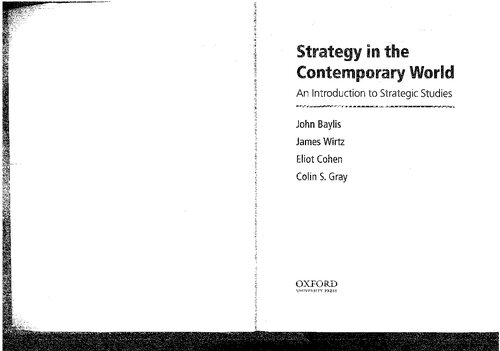 Strategy In The Contemporary World An Introduction To Strategic Studies 1st Edition John Baylis