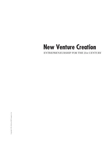 New Venture Creation Entrepreneurship For The 21st Century 8th Edition Jeffry Timmons