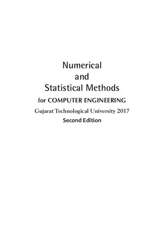 Numerical And Statistical Methods For Computer Engineering Gujarat Technological University 2017 2nd Edition Ravish R Singhmukul Bhatt