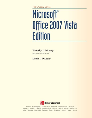 Microsoft Office 2007 Vista Edition Spi Timothy J Oleary Linda I Oleary