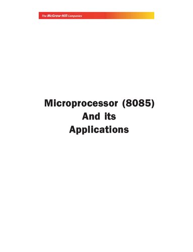 Microprocessor 8085 And Its Applications 3rd Edition A Nagoor Kani
